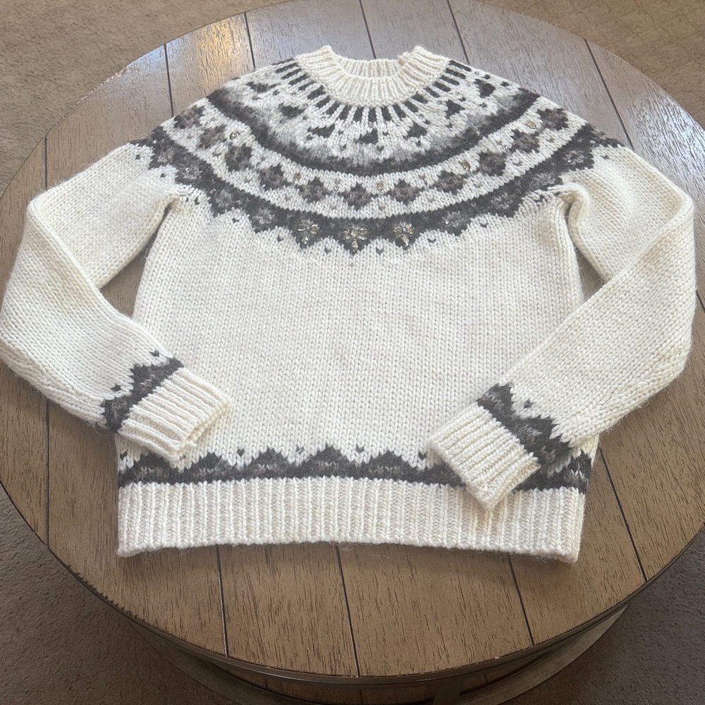 Excellent condition LOFT Embellished Fair Isle Sweater